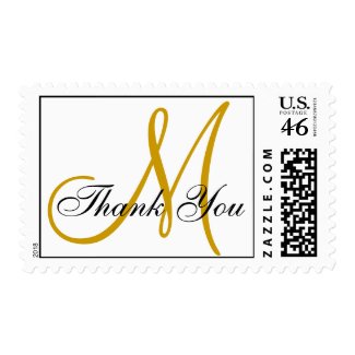 Thank You Monogram Wedding Gold USPS Postage stamp