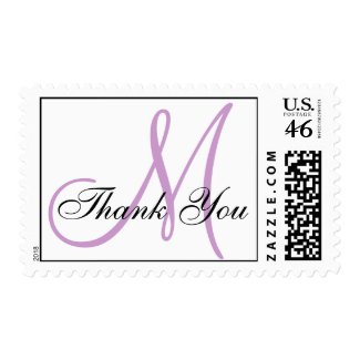Thank You Monogram Wedding Purple USPS Postage stamp