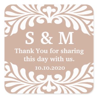 Thank You Monogrammed Wedding Favor Labels sticker