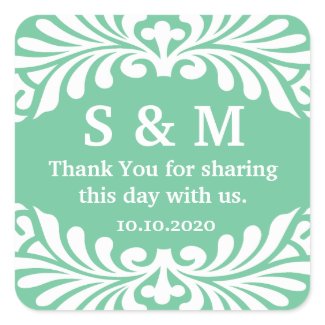 Thank You Monogrammed Wedding Favor Labels sticker