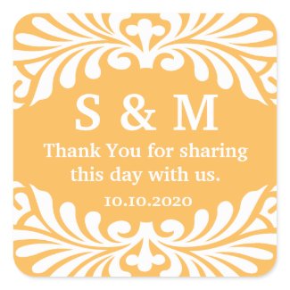 Thank You Monogrammed Wedding Favor Labels sticker