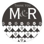Thank You Monogrammed Wedding Favors Seals Black Sticker Thank You Monogrammed Wedding Favors Seals Black Sticker