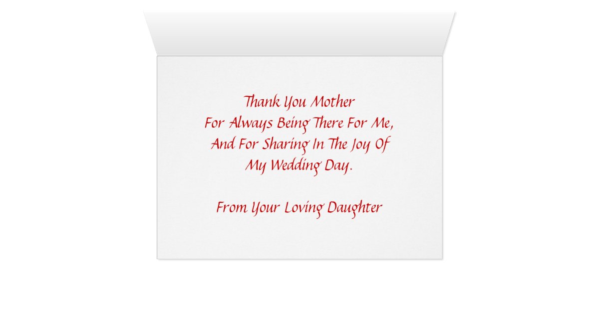 quot thank you mother from daughter quot wedding day card zazzle thank u card design