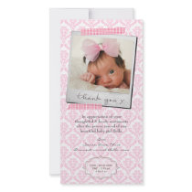 Thank You Note Baby Girl Announcement Template Personalized Photo Card