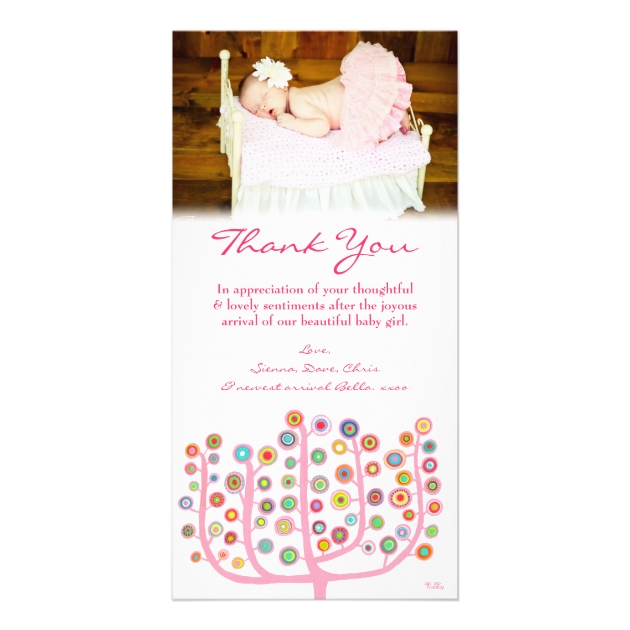 Thank You Note Baby Girl Photo Card Template Zazzle