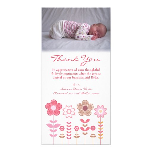 Thank You Note Baby Girl Photo Card Template Zazzle