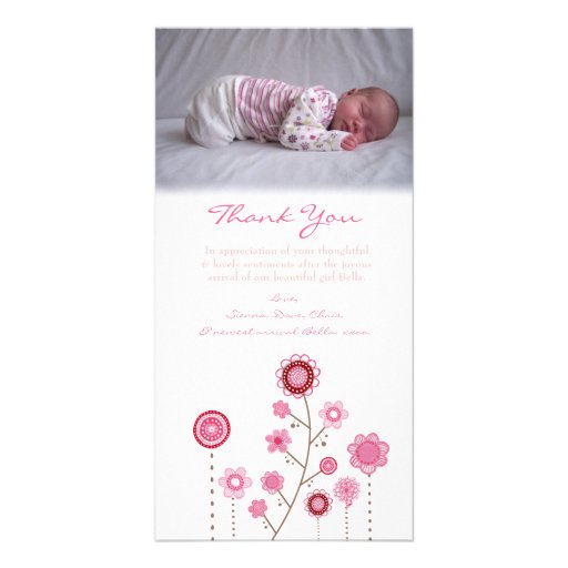 Thank You Note Baby Girl Photo Card Template | Zazzle