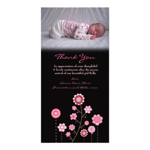 Thank You Note Baby Girl Pink Photo Card Template