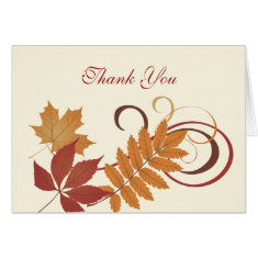 Thank You Note Card | Autumn Falling Leaves