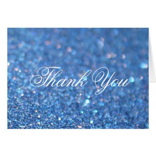 Thank You Note Card Blue Glitter Fab Zazzle