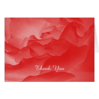 Thank You Note Card, Coral Rose, Custom Inside