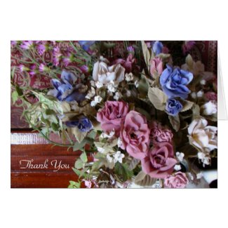 Thank You Note Card, Vintage Flowers Custom Inside