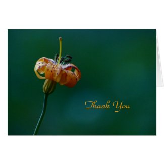 Thank You Note Card, Yellow Lily, Blank Inside