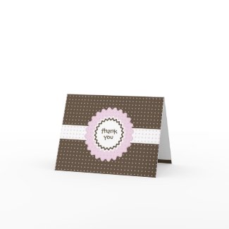 Thank You Note - Pink and Brown card