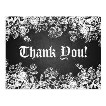 Thank You Note Victorian Flourish Black postcards