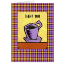 Thank you notecard with coffee cup on plaid