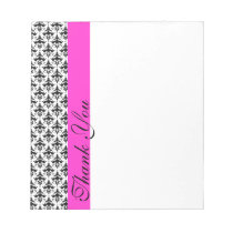 Thank You Notes Black and Pink Damask notepads