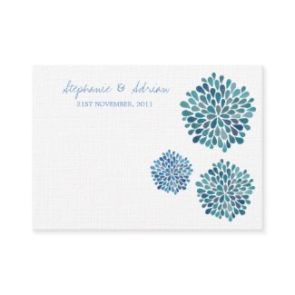 Thank You or Table Place Cards Blue Petal Blooms Business Card Templates