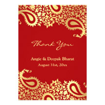 Thank You Paisleys Elegant Indian Flat Card Personalized Invitation