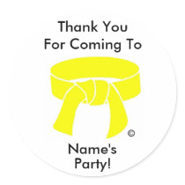 Thank You Party Sticker Martial Arts yellow custom