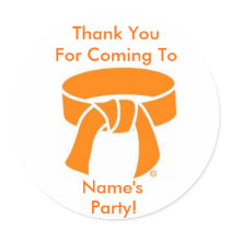 Thank You Party Stickers, Martial Arts Orange Belt