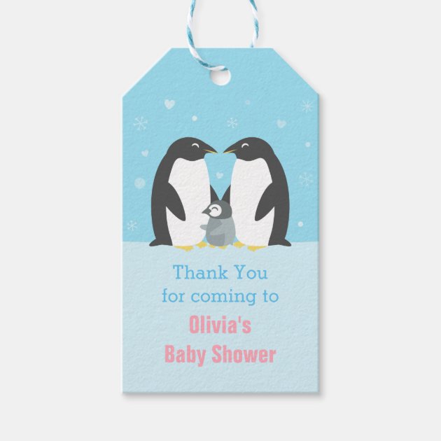 Thank You Penguin Family Baby Shower Gift Tag Pack Of Gift Tags
