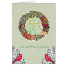 Thank You,personalize illustrated xmas greeting Card