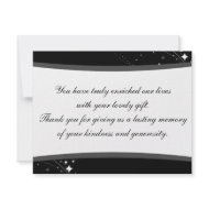 Thank You Photo Wedding Card Black & White Stars invitation