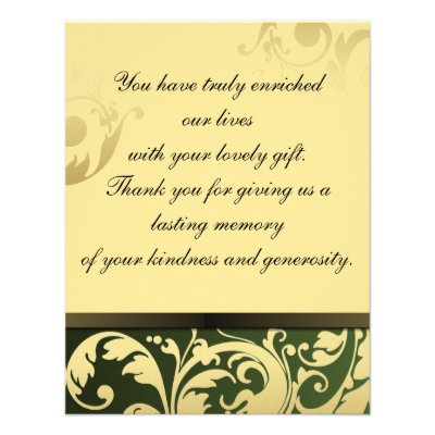 Thank You Photo Wedding Card Green & Gold Floral Invites