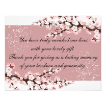 Thank You Photo Wedding Card Rose Cherry Blossoms Custom Invitations