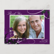 Thank You-Photo-Wedding-Postcard-Purple-Floral