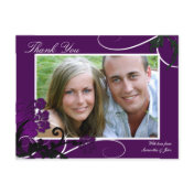 Thank You-Photo-Wedding-Postcard-Purple-Floral