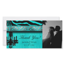 Thank You Photocard Chandelier Silver Turquoise Custom Photo Card