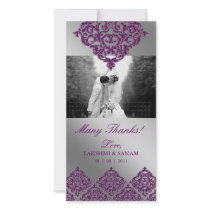 Thank You Photocard Indian Damask Purple Picture Card