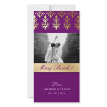 Thank You Photocard Indian Damask Purple Picture Card