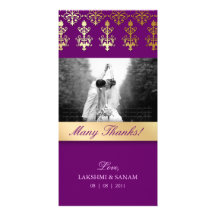 Thank You Photocard Indian Damask Purple Picture Card