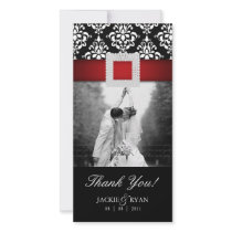 Thank You Photocard Jewel Damask Red Black Customized Photo Card