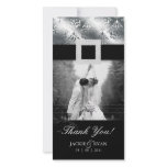 Thank You Photocard Jewel Damask Silver Black Custom Photo Card