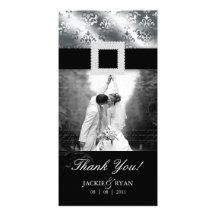 Thank You Photocard Jewel Damask Silver Black Custom Photo Card