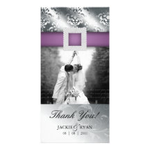 Thank You Photocard Jewel Damask Silver Purple V Photo Card Template