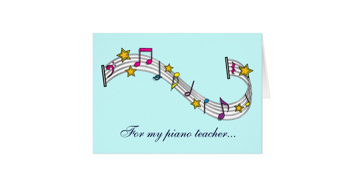 Thank You Piano Teacher with Notes and Stars Zazzle