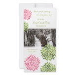 Thank You Pink & Green Blooms Wedding Photo photo cards