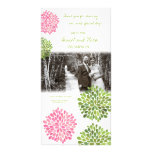 Thank You Pink & Green Blooms Wedding Photo Photo Card Template