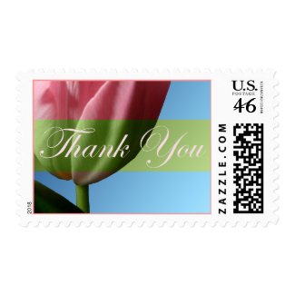 Thank You Pink Tulip Wedding Postage Stamp stamp