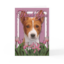Thank You - Pink Tulips - Basenji Greeting Cards