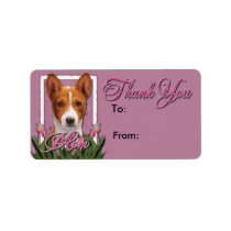 Thank You - Pink Tulips - Basenji Custom Address Label