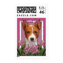 Thank You - Pink Tulips - Basenji Stamps
