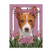 Thank You - Pink Tulips - Basenji Post Cards