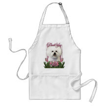 Thank You - Pink Tulips - Bichon Frise Aprons