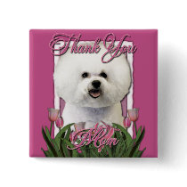 Thank You - Pink Tulips - Bichon Frise